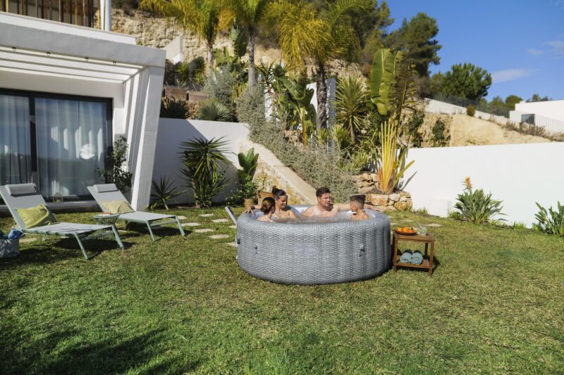Bestway Lay-Z-Spa 1.96m x 71cm Bali MaxHold EnergySense UltraFit Smart AirJet 6 Grey Rattan Round Inflatable Spa - 6001N - Image 4