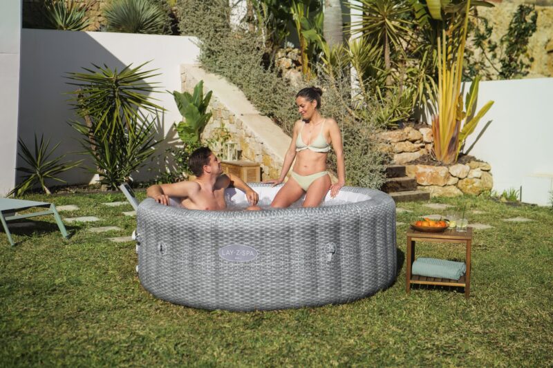 Bestway Lay-Z-Spa 1.96m x 71cm Bali MaxHold EnergySense UltraFit Smart AirJet 6 Grey Rattan Round Inflatable Spa - 6001N - Image 3