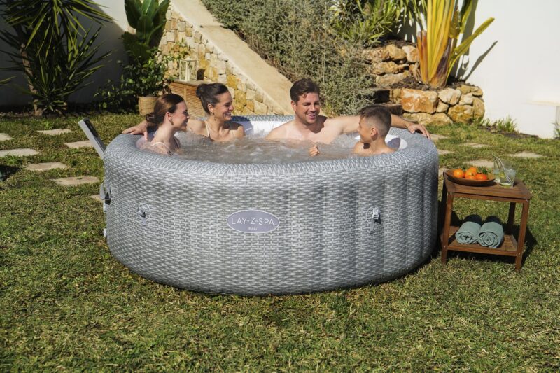 Bestway Lay-Z-Spa 1.96m x 71cm Bali MaxHold EnergySense UltraFit Smart AirJet 6 Grey Rattan Round Inflatable Spa - 6001N - Image 2