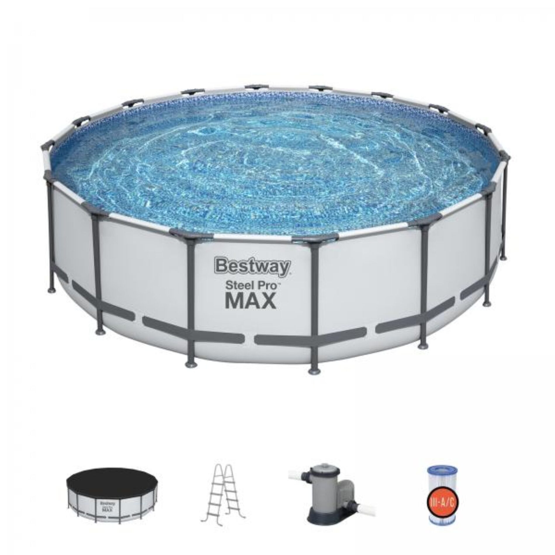 Bestway Swimming Pool 4.88m x 1.22m Steel Pro MAX with 1500gal Cartridge Filter Pump - 5613A - Image 3