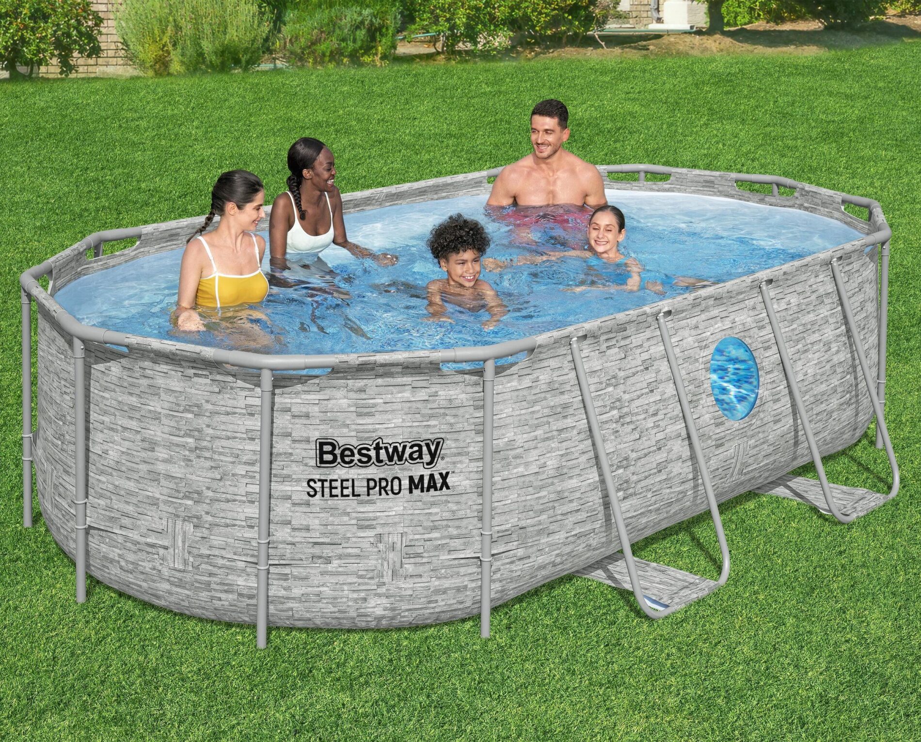 Bestway Above Ground Oval Swimming Pool set 4.27m x 2.50m x 1m Power Steel Swim Vista with 530gal Cartridge Filter - 56715 - Image 3