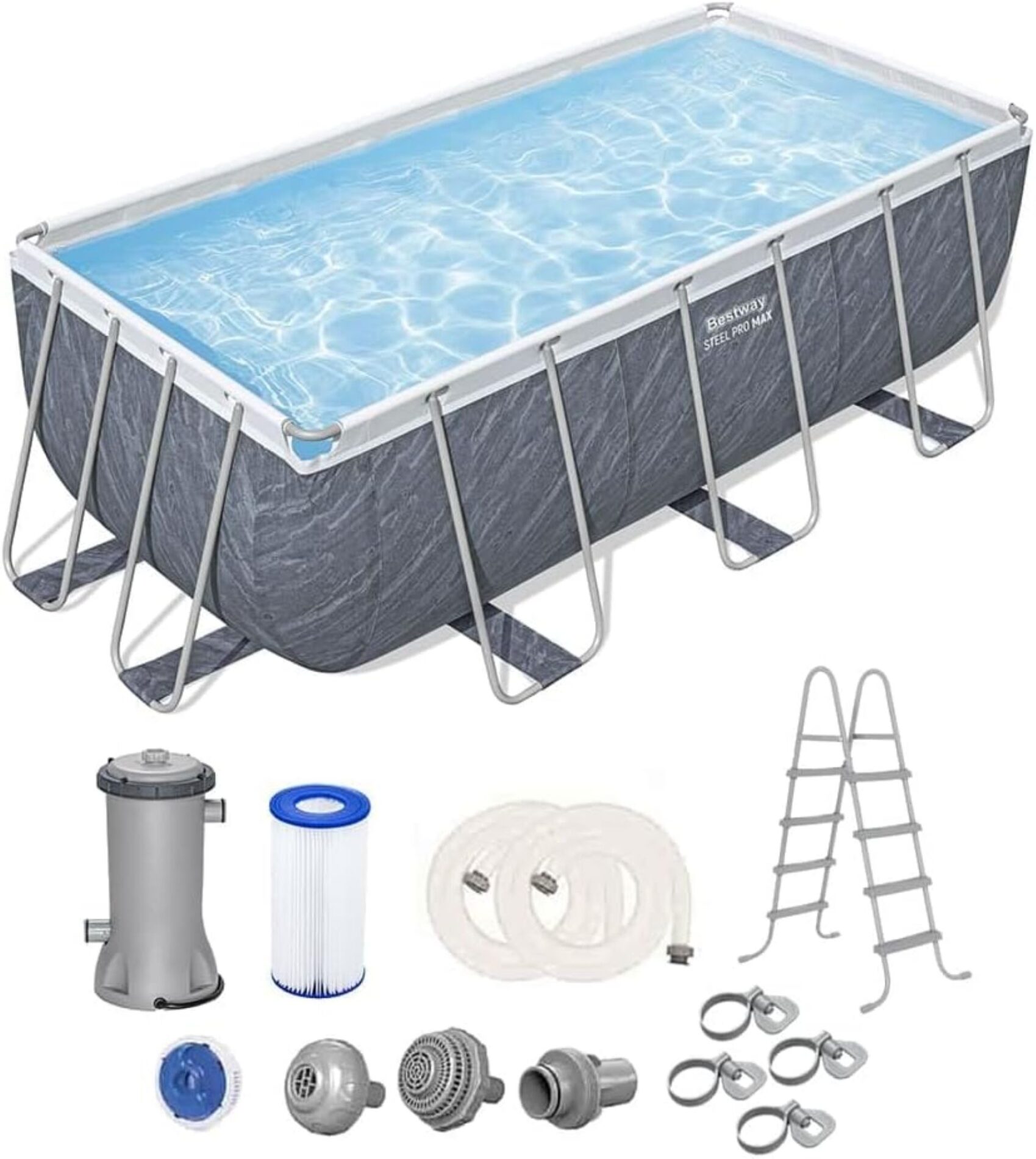 Bestway Above Ground Swimming Pool 4.12m x 2.01m x122cm Steel Frame Pool Set with Pump and Ladder - Image 2