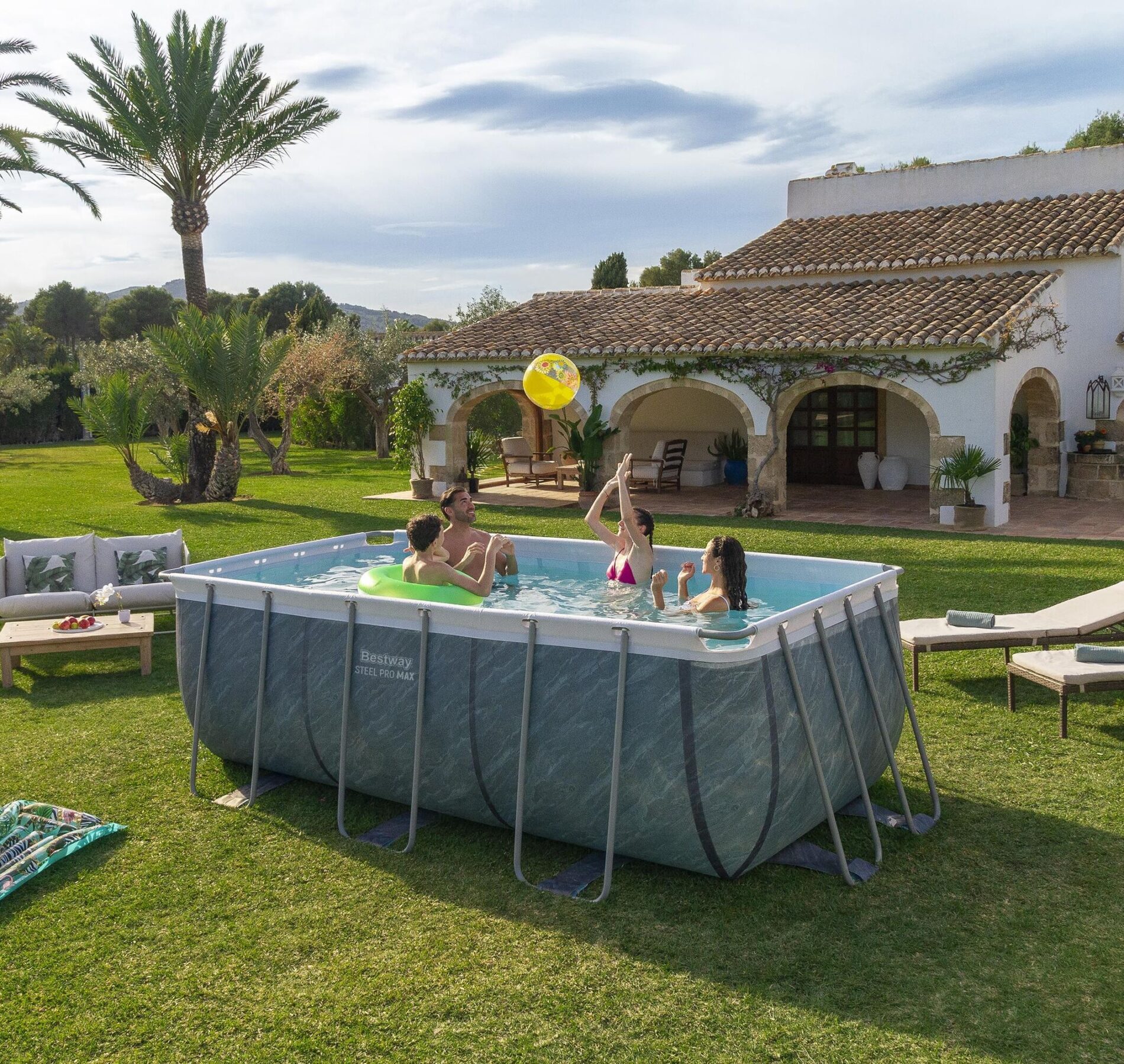 Bestway Above Ground Swimming Pool 4.12m x 2.01m x122cm Steel Frame Pool Set with Pump and Ladder