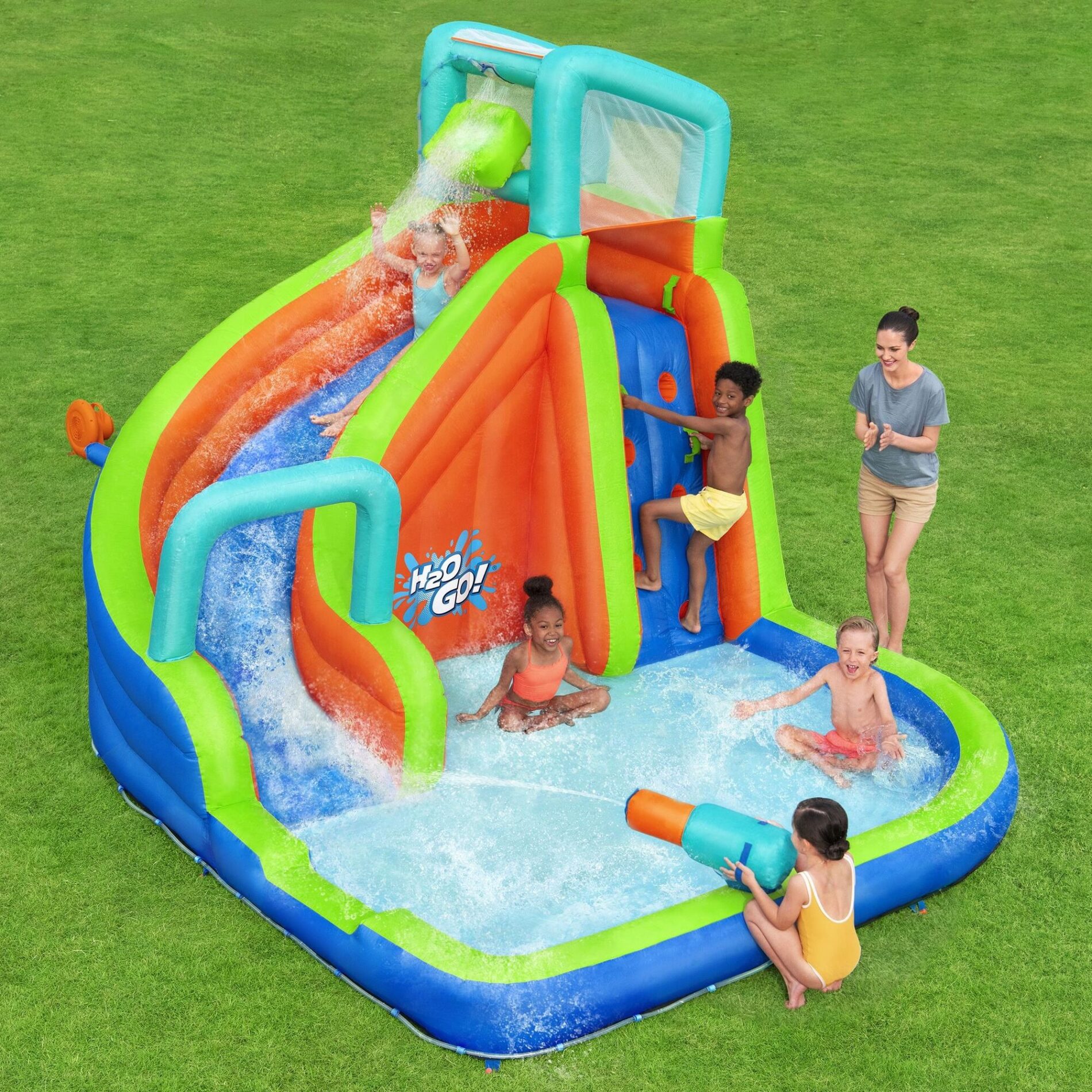 Bestway 3.65m x 3.20m x 2.70m Turbo Splash Mega Water Park Inflatable Bounce House - Image 2